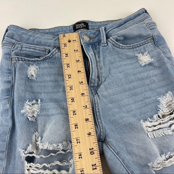Simple Society Jean Shorts Womens Size 7/28 Distressed Blue Denim - Picture 7 of 9